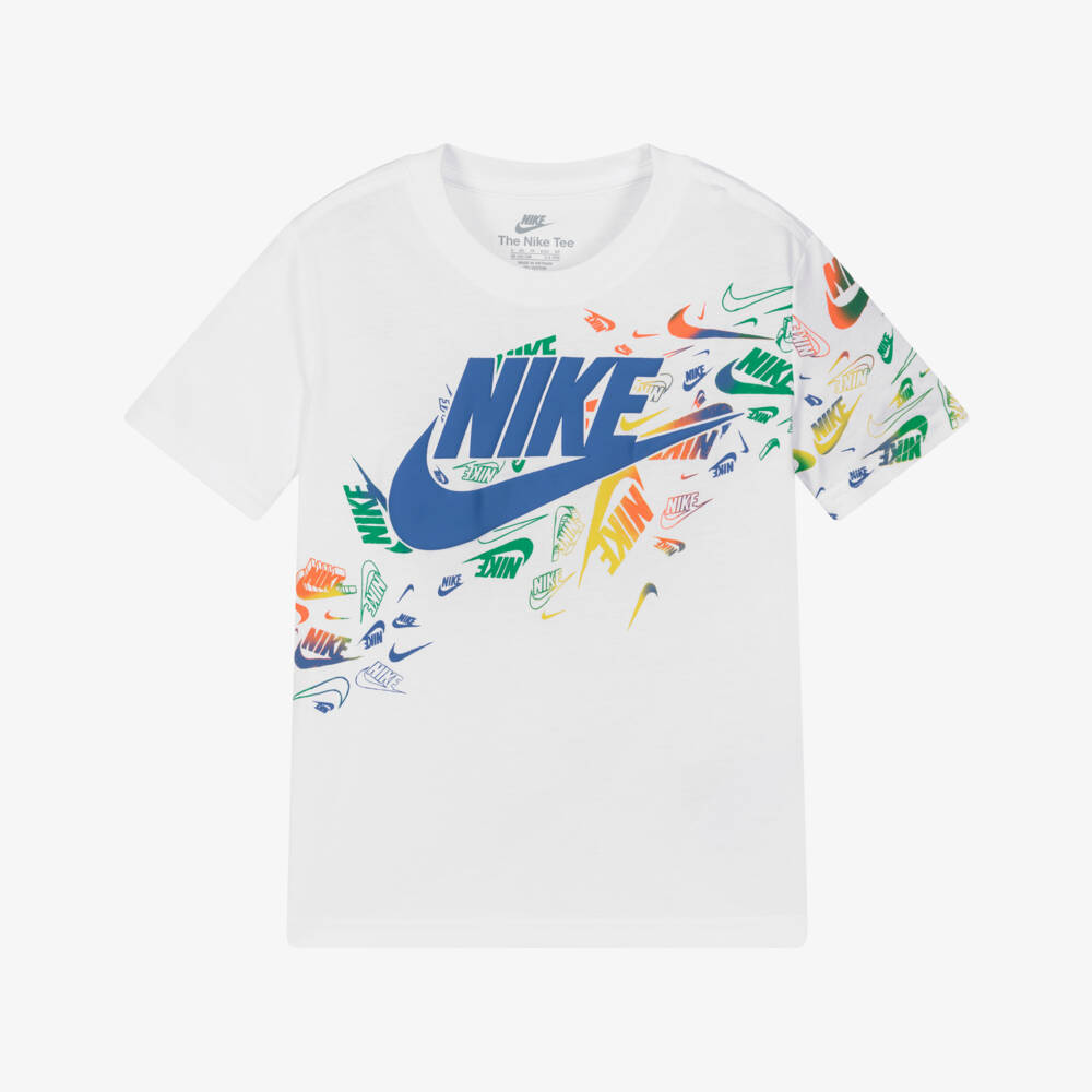 Nike-Boys White Graphic Logo Print T-Shirt | Childrensalon Outlet