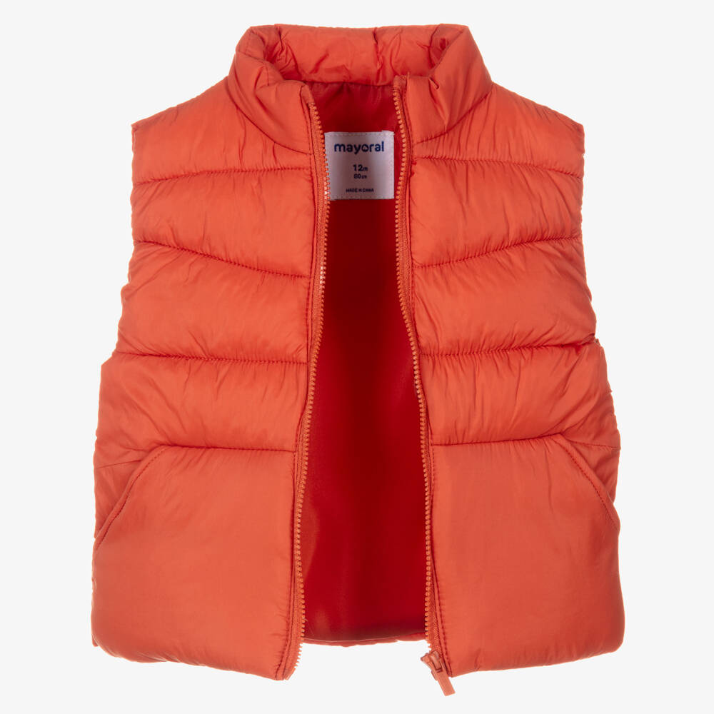 Mayoral-Boys White & Grey Cotton Trouser Set with Orange Gilet | Childrensalon Outlet