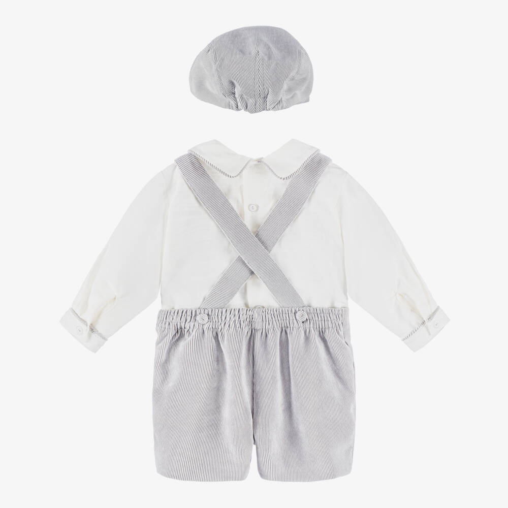 Pretty Originals-Boys White & Grey Needlecord Shorts Set | Childrensalon Outlet