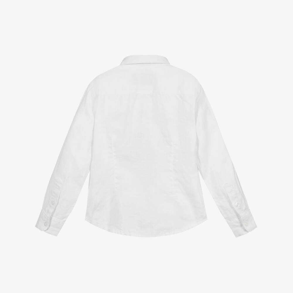 Emporio Armani-Boys White Linen Shirt | Childrensalon Outlet
