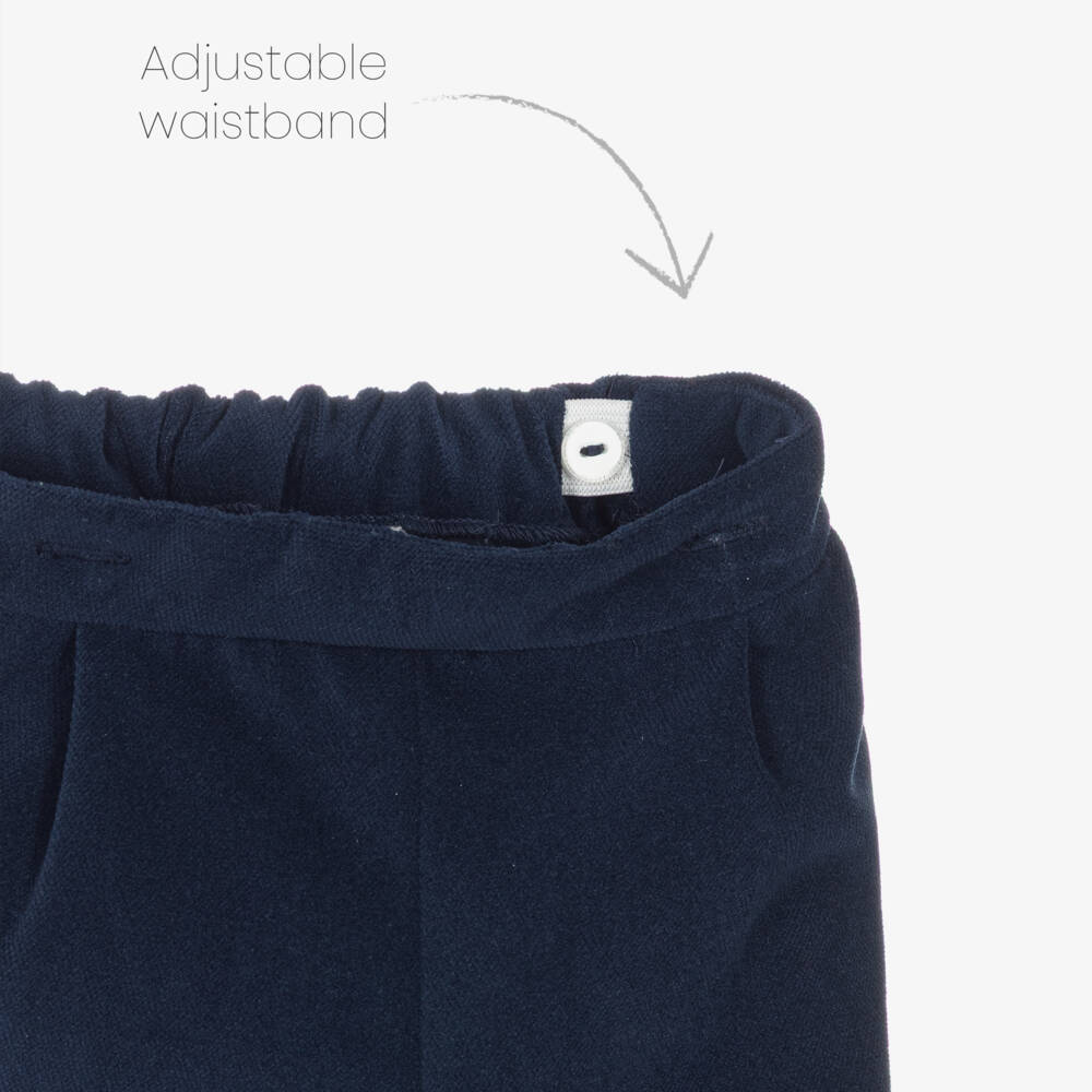 Sarah Louise-Boys White & Navy Blue Velvet Buster Suit | Childrensalon Outlet