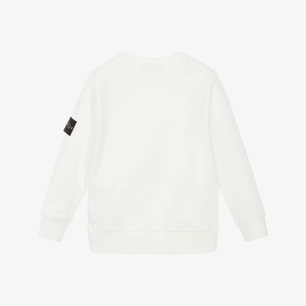Stone Island Junior-Boys White Organic Cotton Compass Badge Sweatshirt | Childrensalon Outlet
