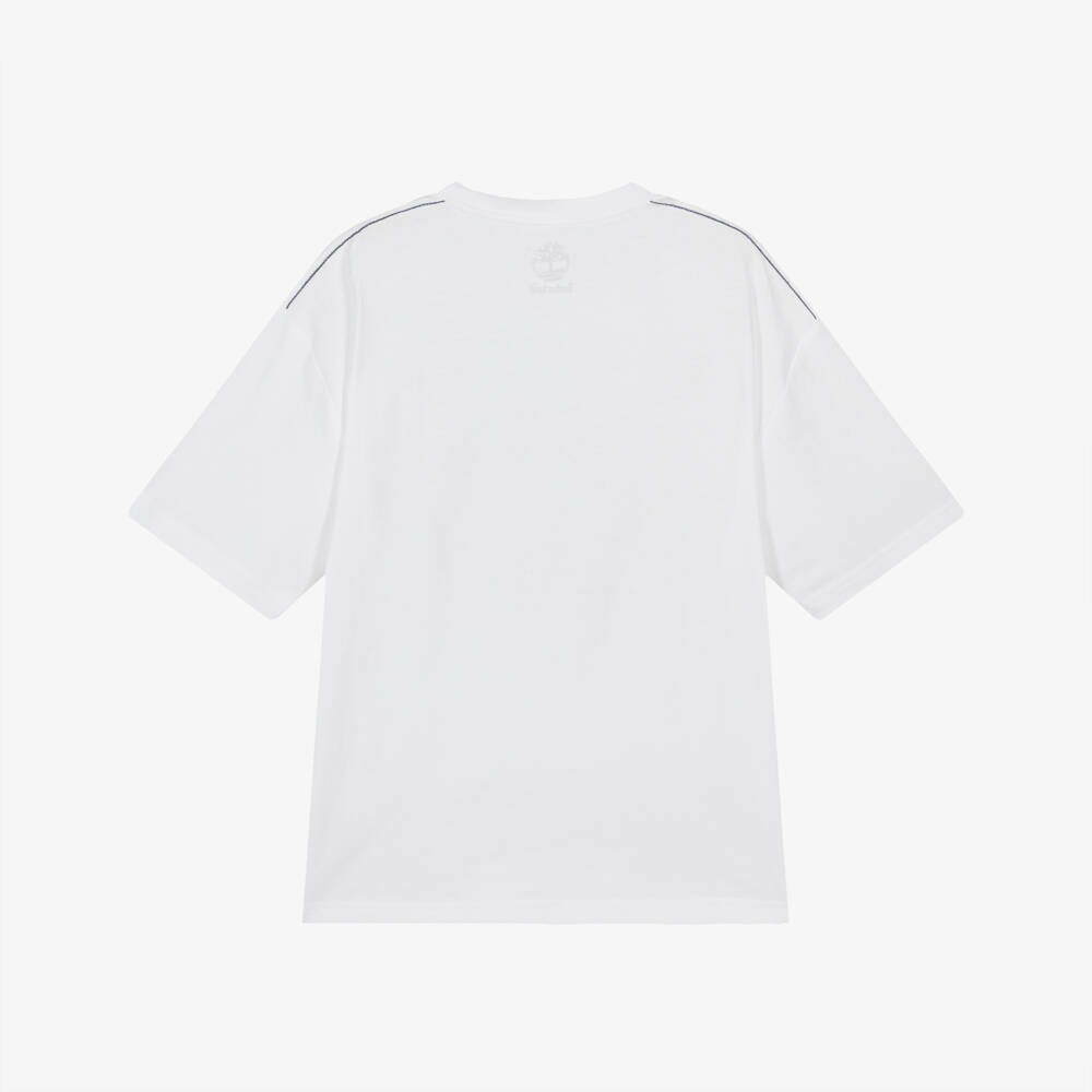 Timberland-Boys White Organic Cotton Logo T-Shirt | Childrensalon Outlet