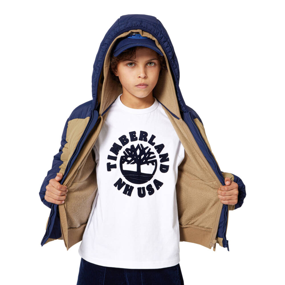 Timberland-Boys White Organic Cotton Logo T-Shirt | Childrensalon Outlet