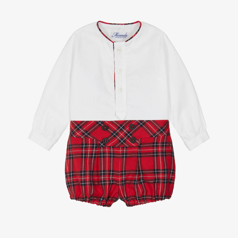Miranda-Комплект красных шорт в клетку для мальчиков | Childrensalon Outlet