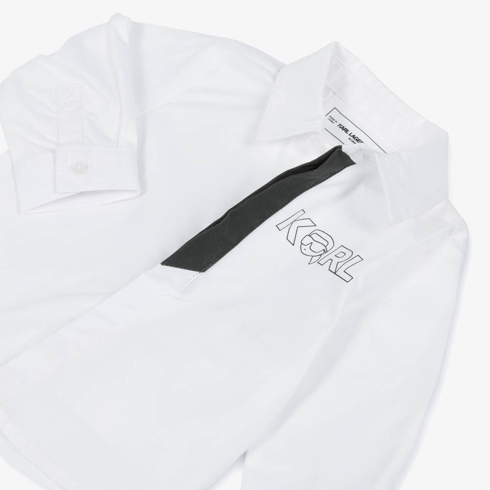 KARL LAGERFELD KIDS-Boys White Shirt & Black Denim jeans Set | Childrensalon Outlet