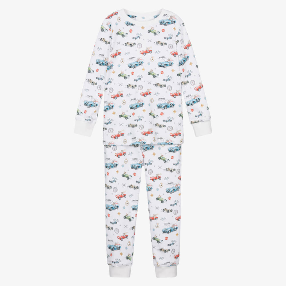 My Little Pie-Boys White Supima Cotton Turbo Rider Pyjamas | Childrensalon Outlet