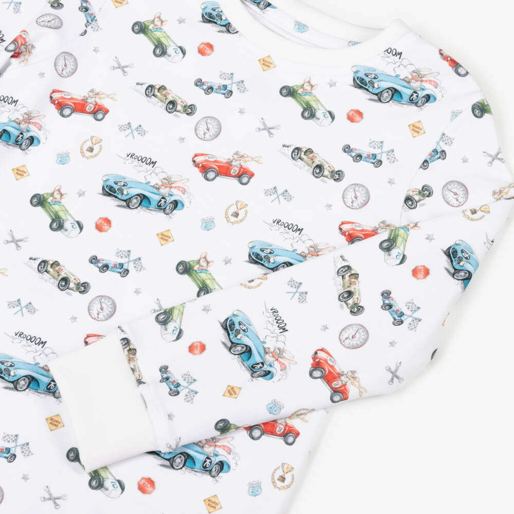 My Little Pie-Boys White Supima Cotton Turbo Rider Pyjamas | Childrensalon Outlet