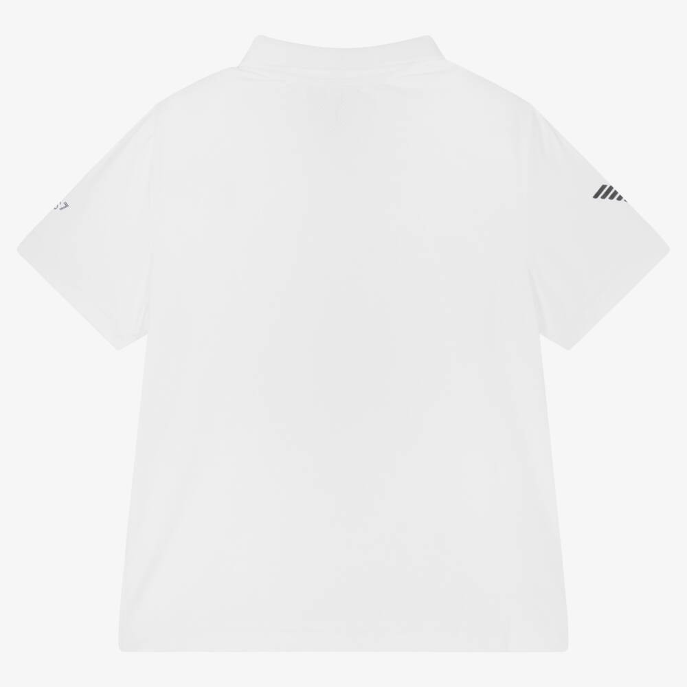 EA7 Emporio Armani-Boys White Ventus7 Sports Polo Shirt | Childrensalon Outlet