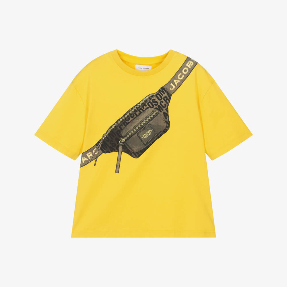 MARC JACOBS-Boys Yellow Biker Belt Bag Logo Print Cotton T-Shirt | Childrensalon Outlet