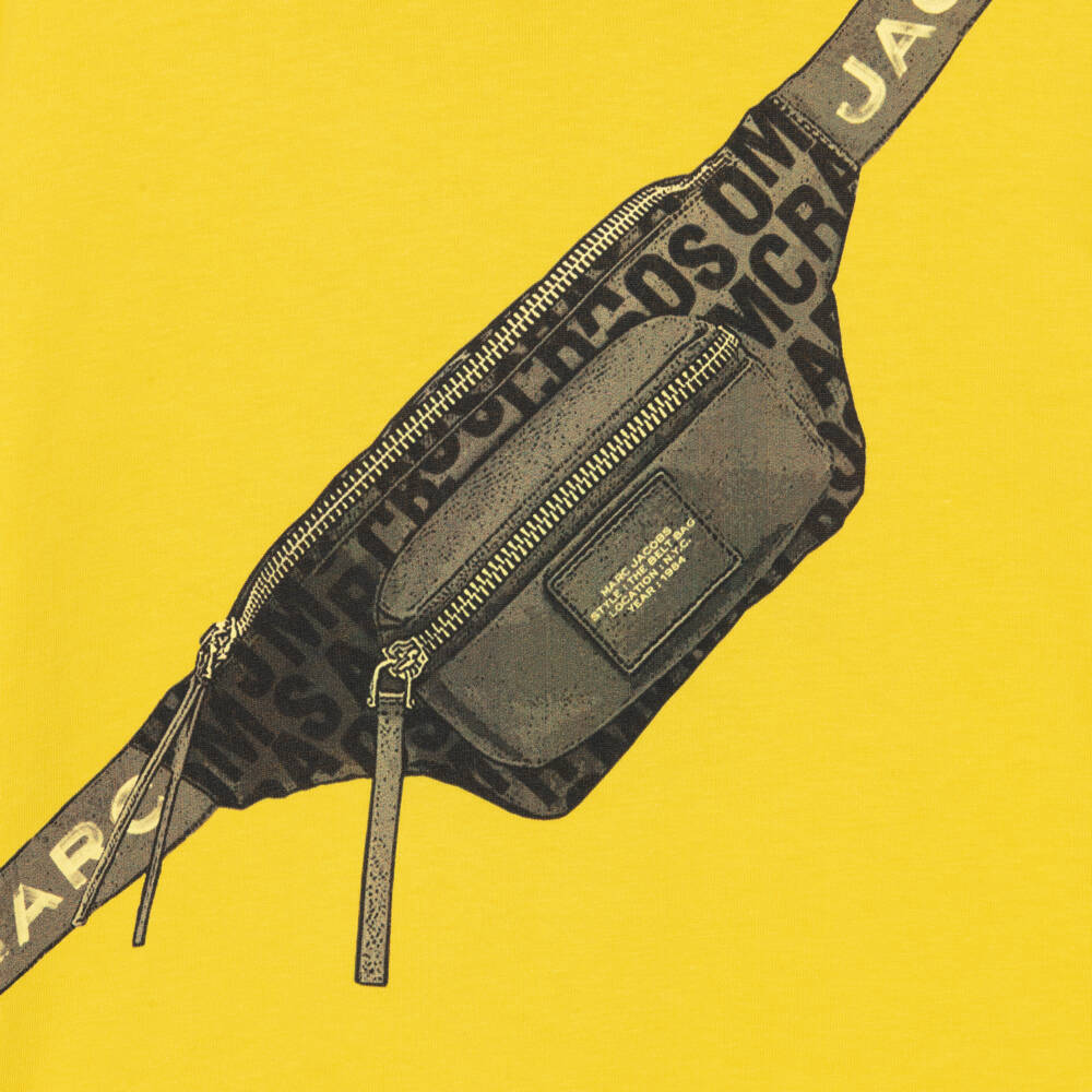 MARC JACOBS-Boys Yellow Biker Belt Bag Logo Print Cotton T-Shirt | Childrensalon Outlet