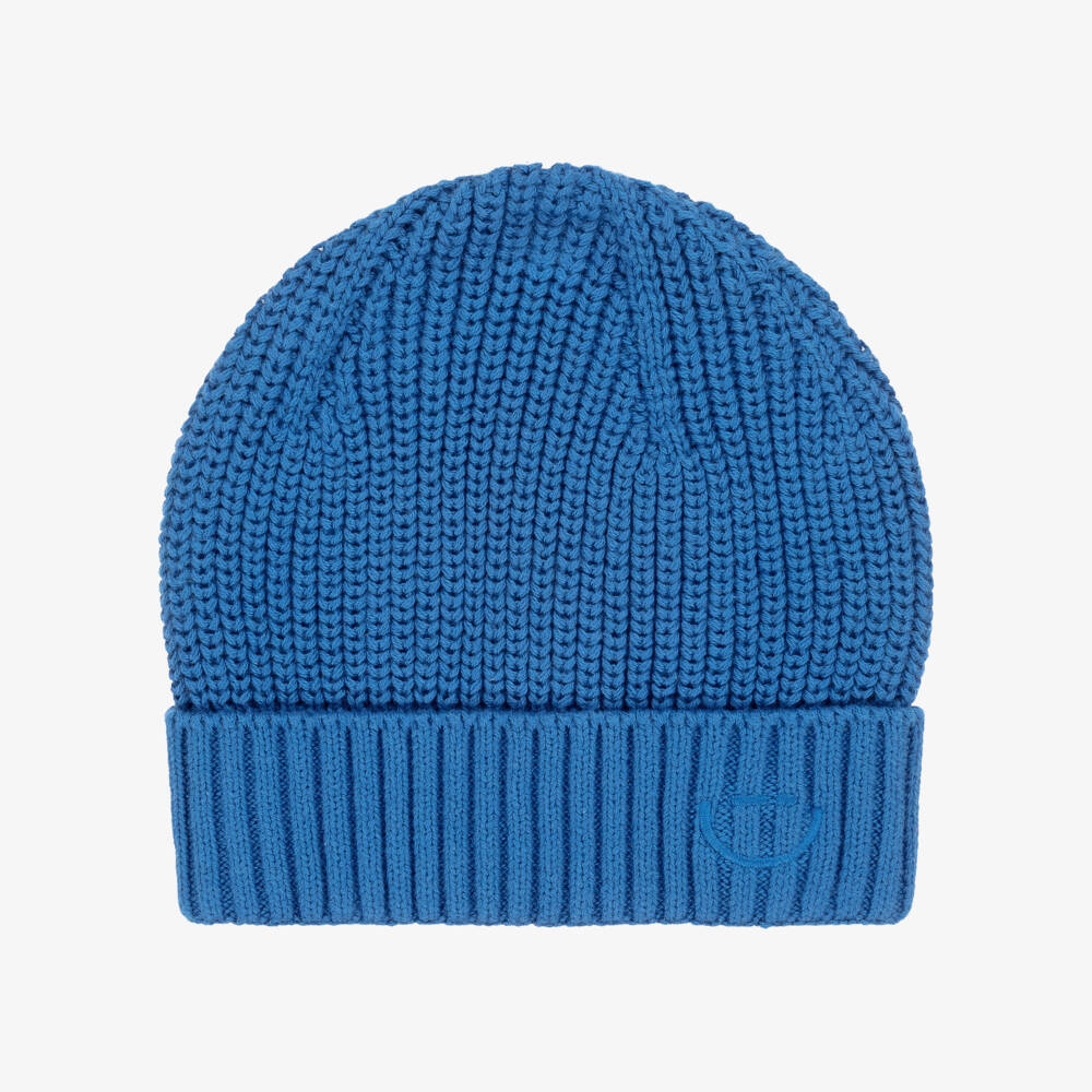 Mayoral-Bright Blue Chunky Knit Cotton Beanie Hat | Childrensalon Outlet