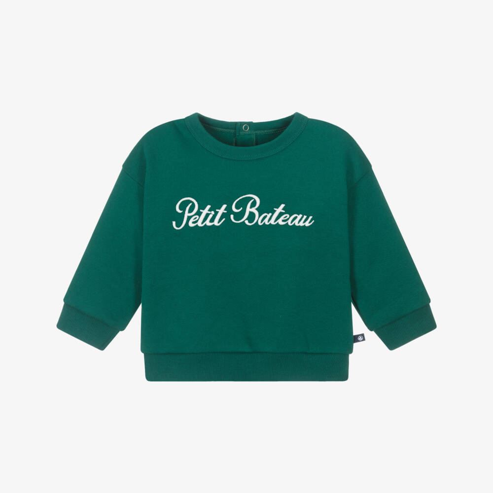 Petit Bateau-Bright Green Organic Cotton Sweatshirt | Childrensalon Outlet