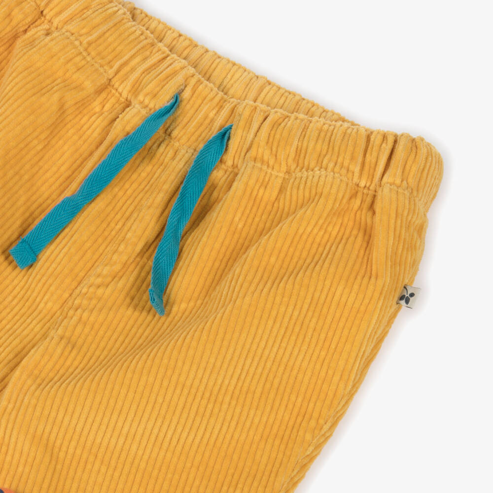 Frugi-Bright Yellow Cordurory Trousers with Fox Knee Patches | Childrensalon Outlet