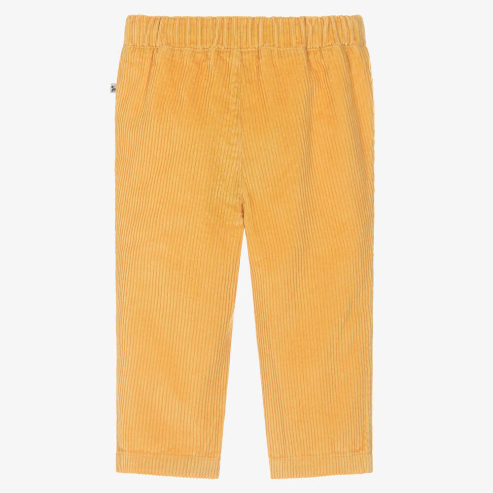 Frugi-Bright Yellow Cordurory Trousers with Fox Knee Patches | Childrensalon Outlet