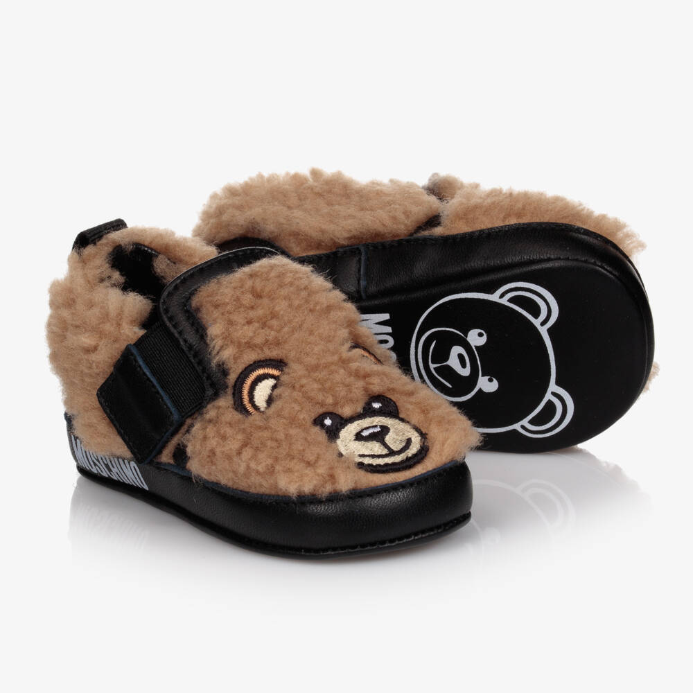 Moschino Baby-Brown & Black Teddy Baby Shoes | Childrensalon Outlet