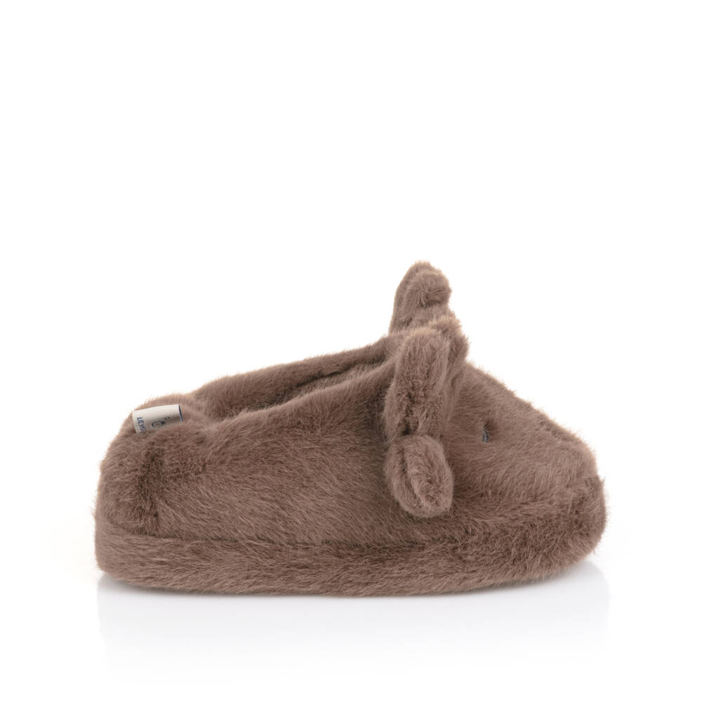 Liewood-Brown Faux Fur Reindeer Slippers | Childrensalon Outlet