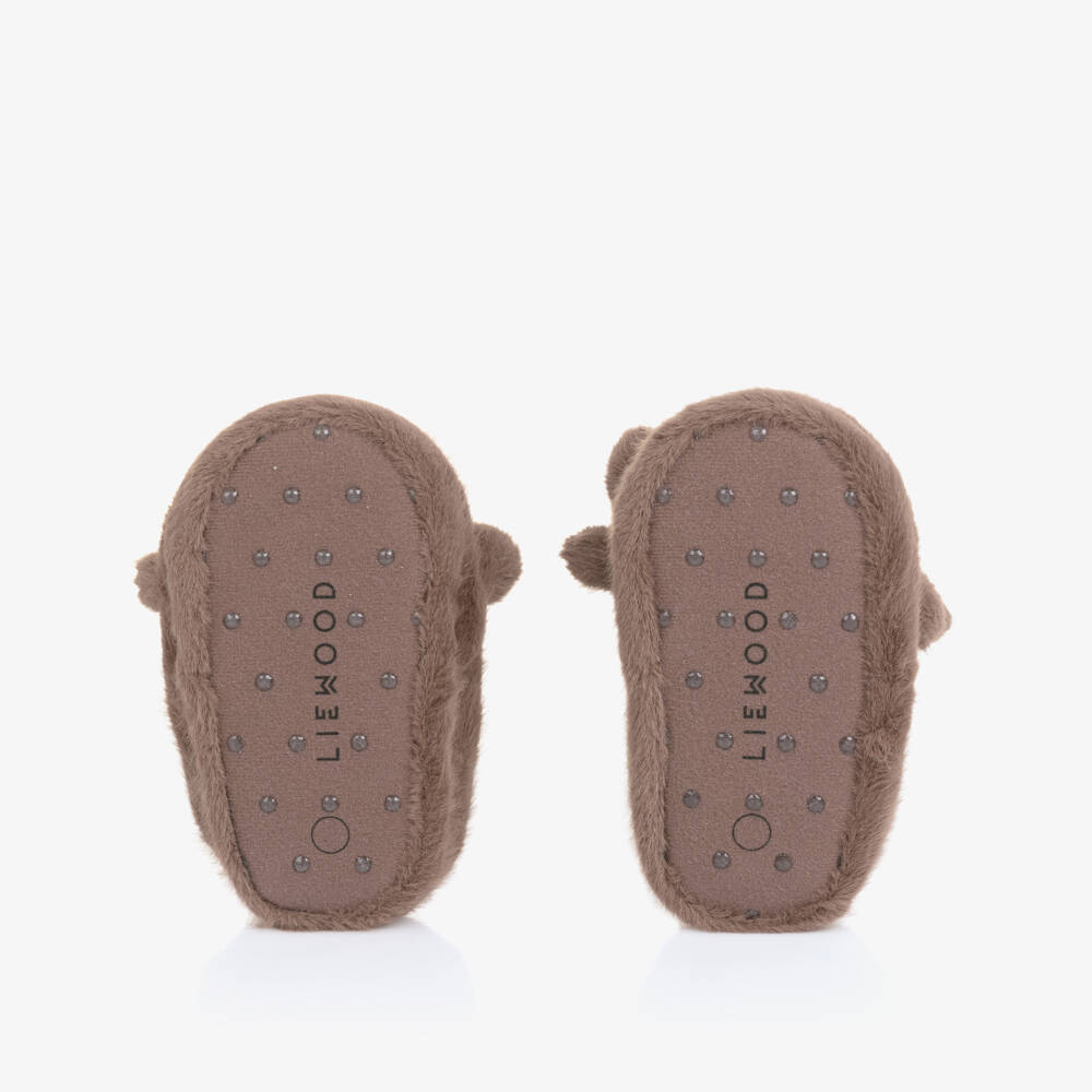 Liewood-Brown Faux Fur Reindeer Slippers | Childrensalon Outlet