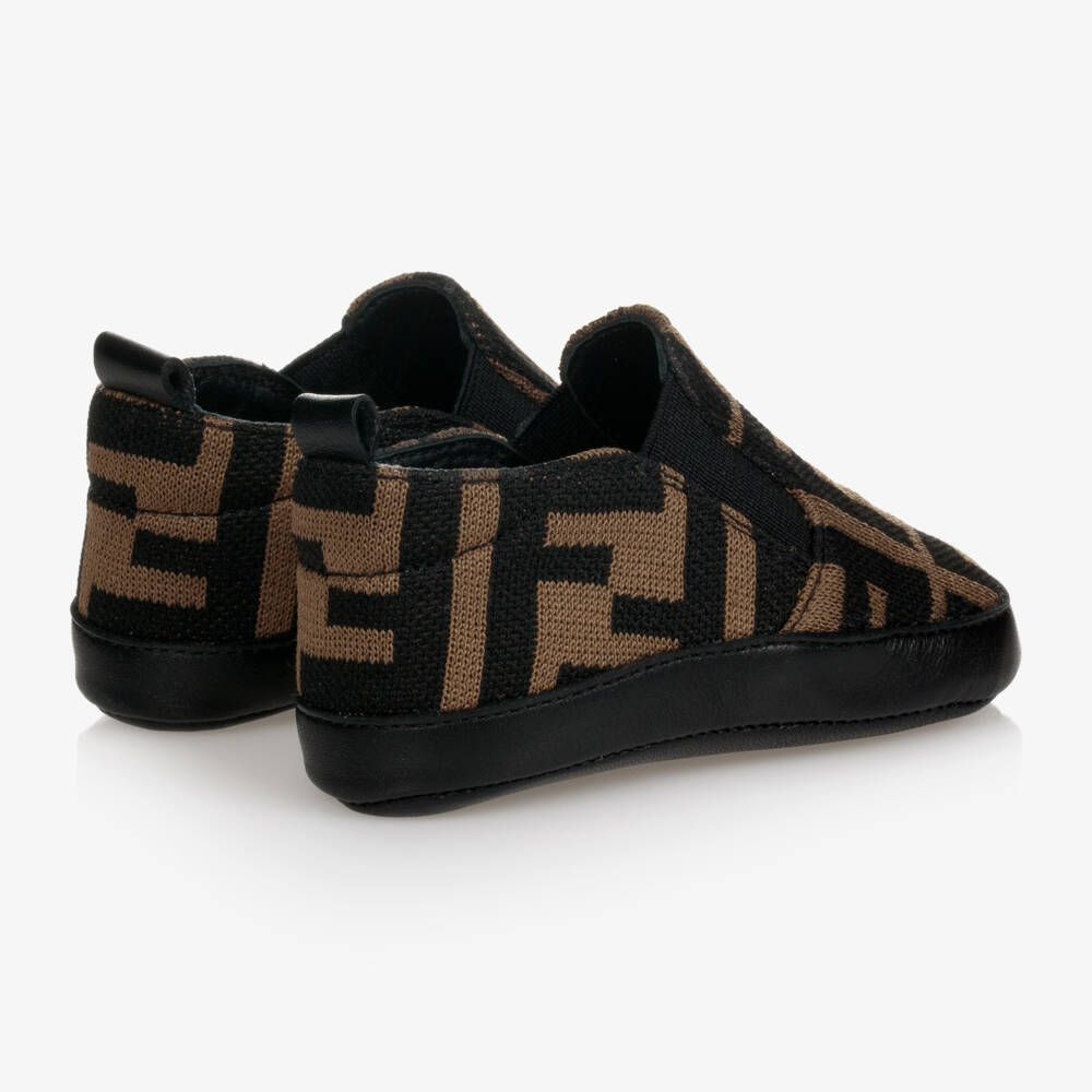 Fendi-Brown FF Logo Baby Shoes | Childrensalon Outlet