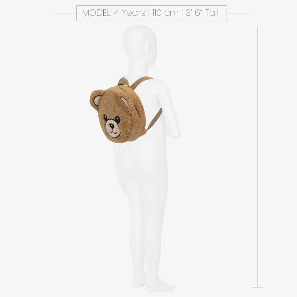 Moschino-Brown Fleece Teddy Bear Backpack (22cm) | Childrensalon Outlet