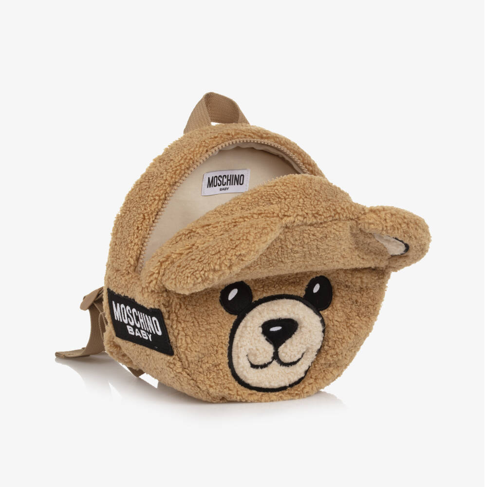 Moschino-Brown Fleece Teddy Bear Backpack (22cm) | Childrensalon Outlet