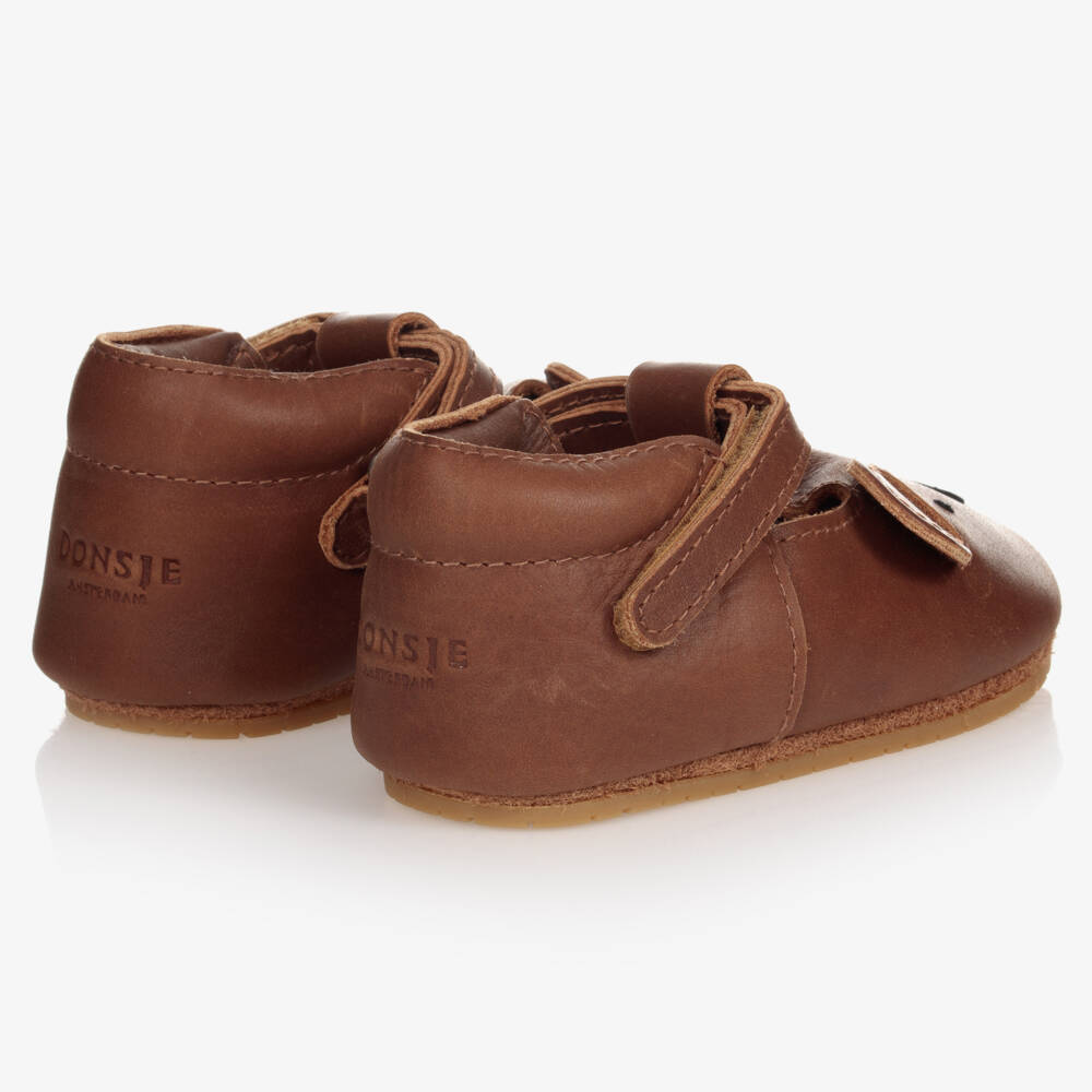Donsje-Brown Leather Baby Shoes | Childrensalon Outlet