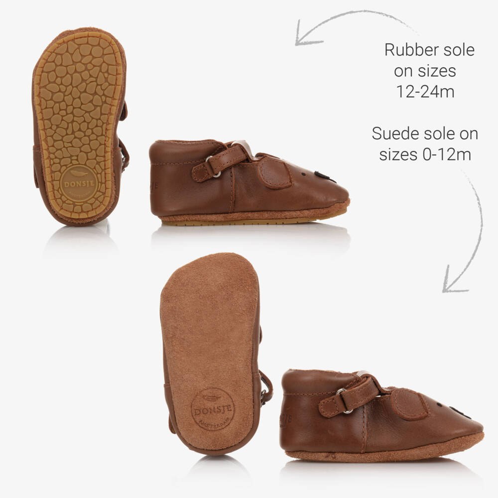 Donsje-Brown Leather Baby Shoes | Childrensalon Outlet