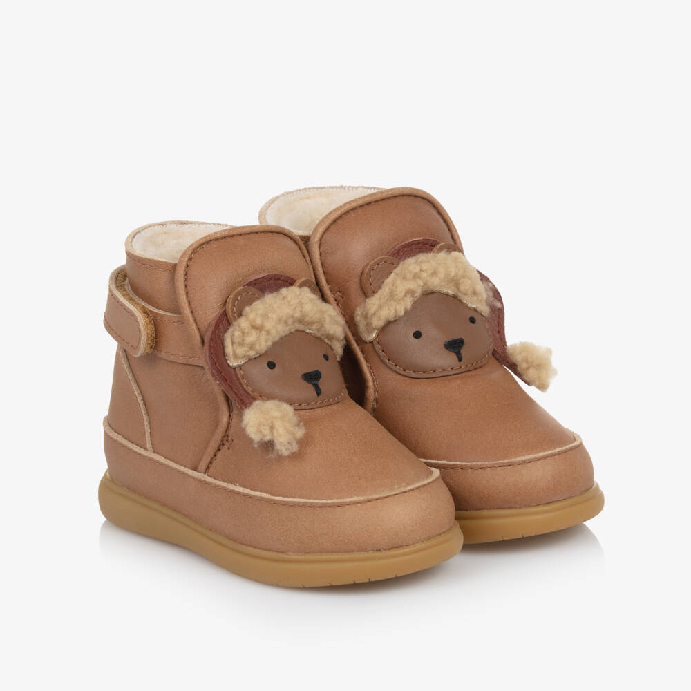 Donsje-Brown Leather Christmas Bear First Walkers | Childrensalon Outlet