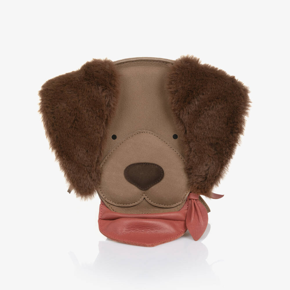 Donsje-Brown Nubuck Leather Dog Backpack (17cm) | Childrensalon Outlet
