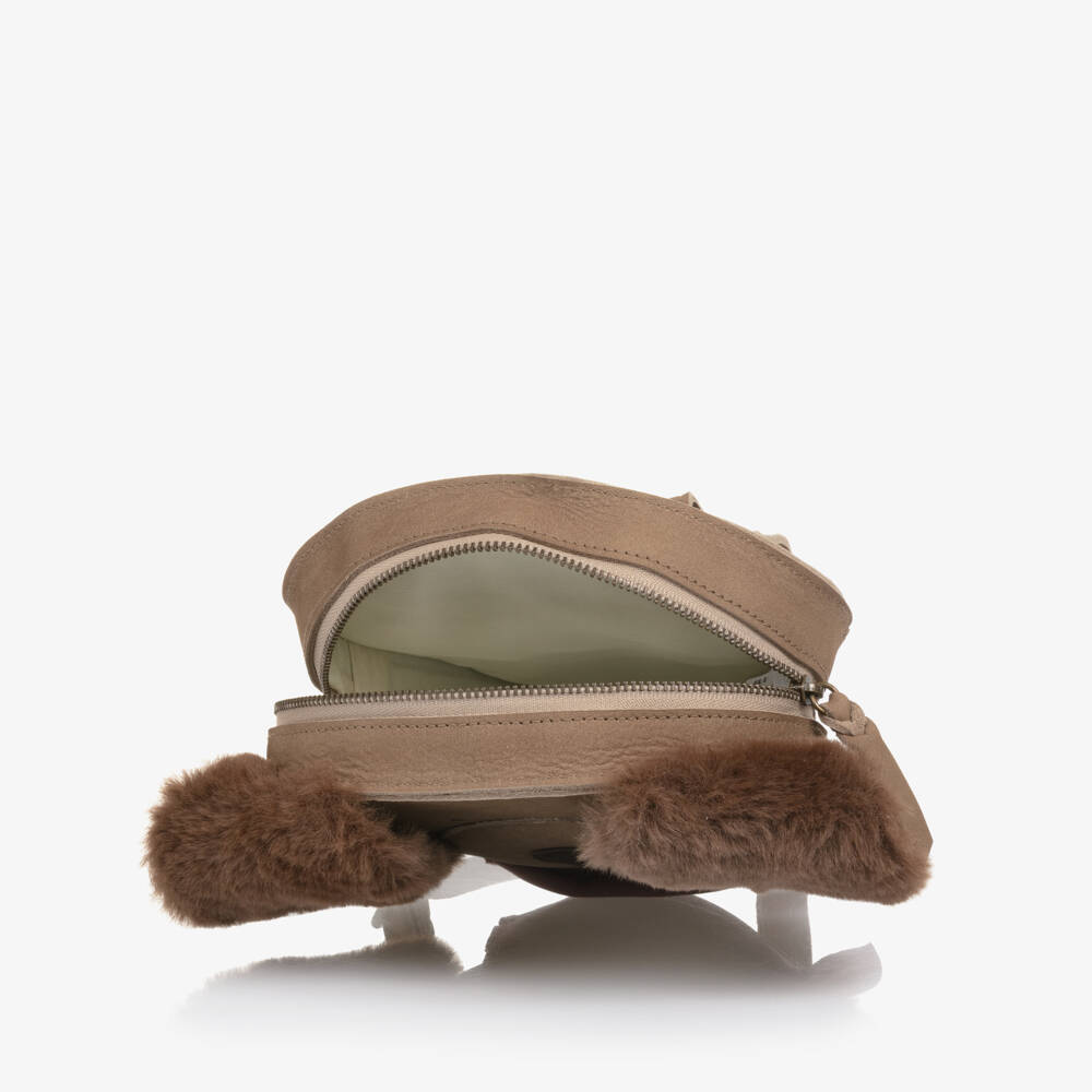 Donsje-Brown Nubuck Leather Dog Backpack (17cm) | Childrensalon Outlet