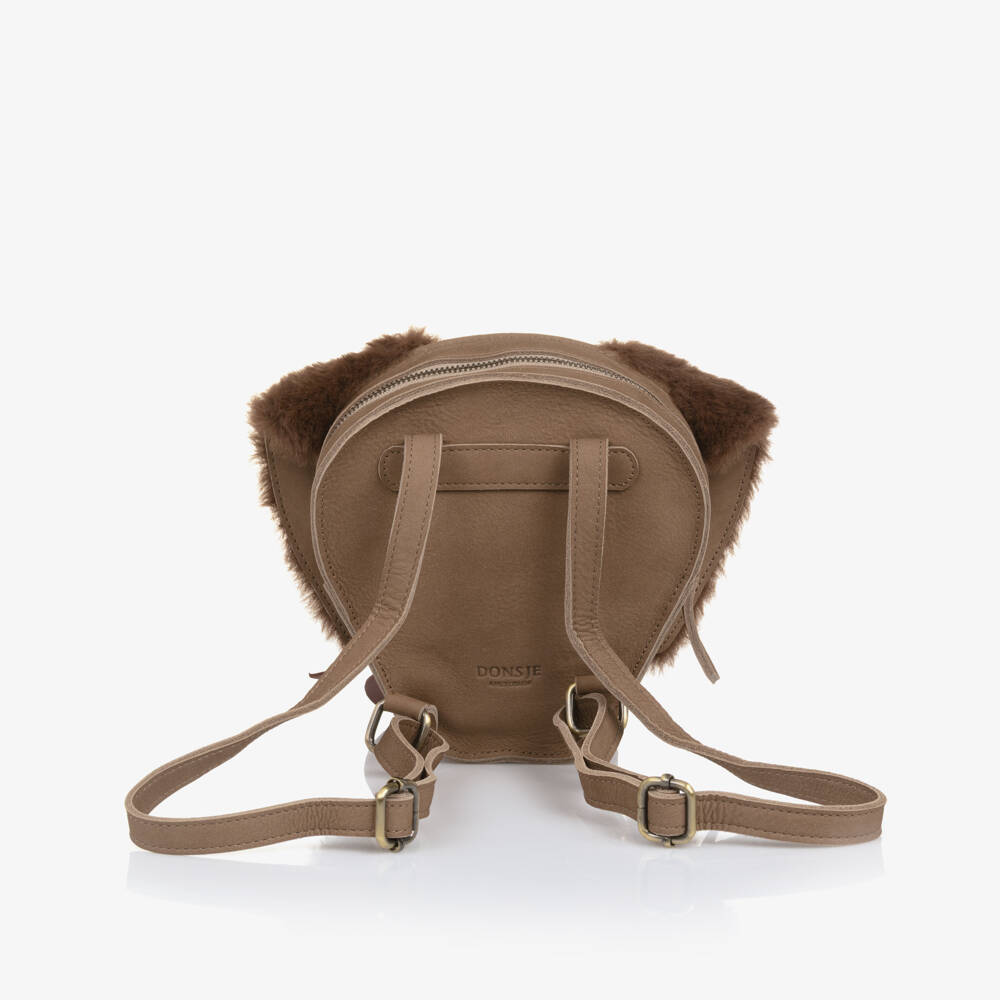 Donsje-Brown Nubuck Leather Dog Backpack (17cm) | Childrensalon Outlet