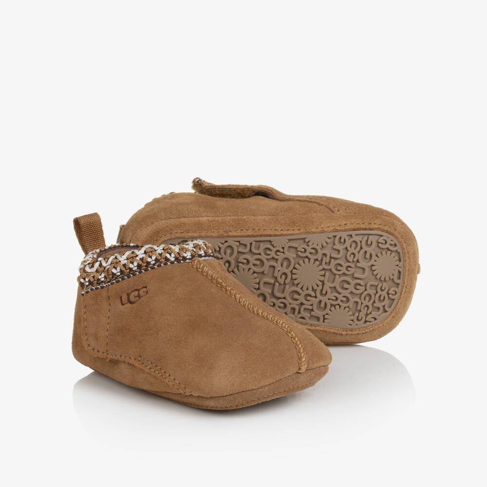 UGG-Brown Suede Leather Baby Tasman Pre-Walkers | Childrensalon Outlet