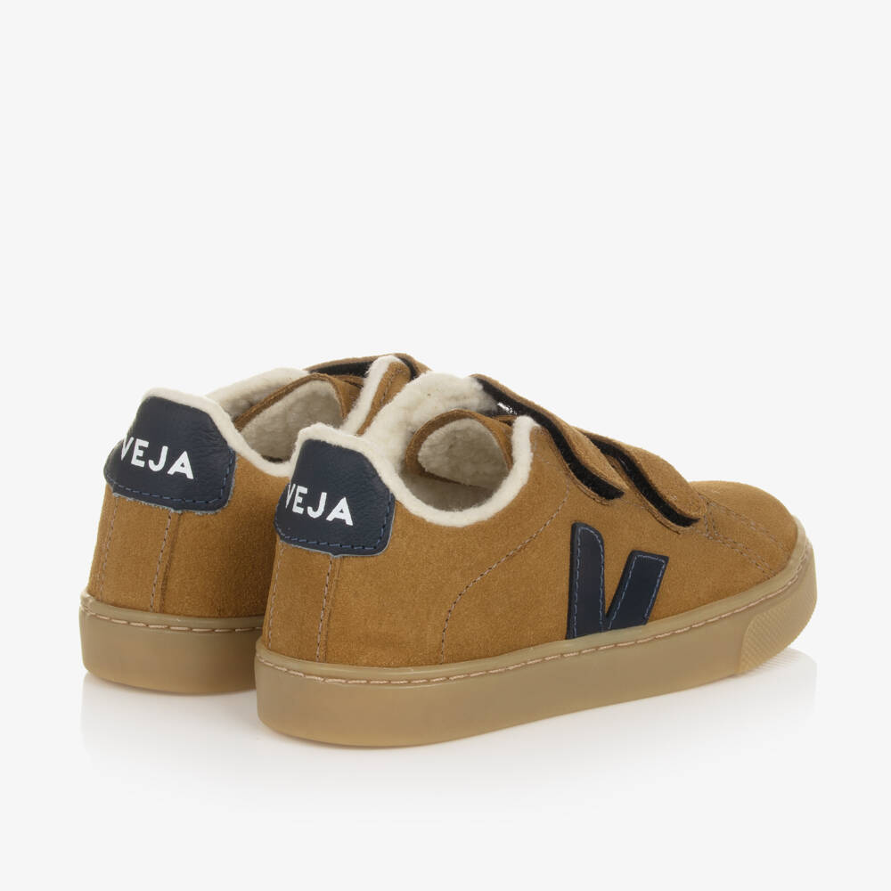 VEJA-Brown Suede Leather Esplar Trainers | Childrensalon Outlet