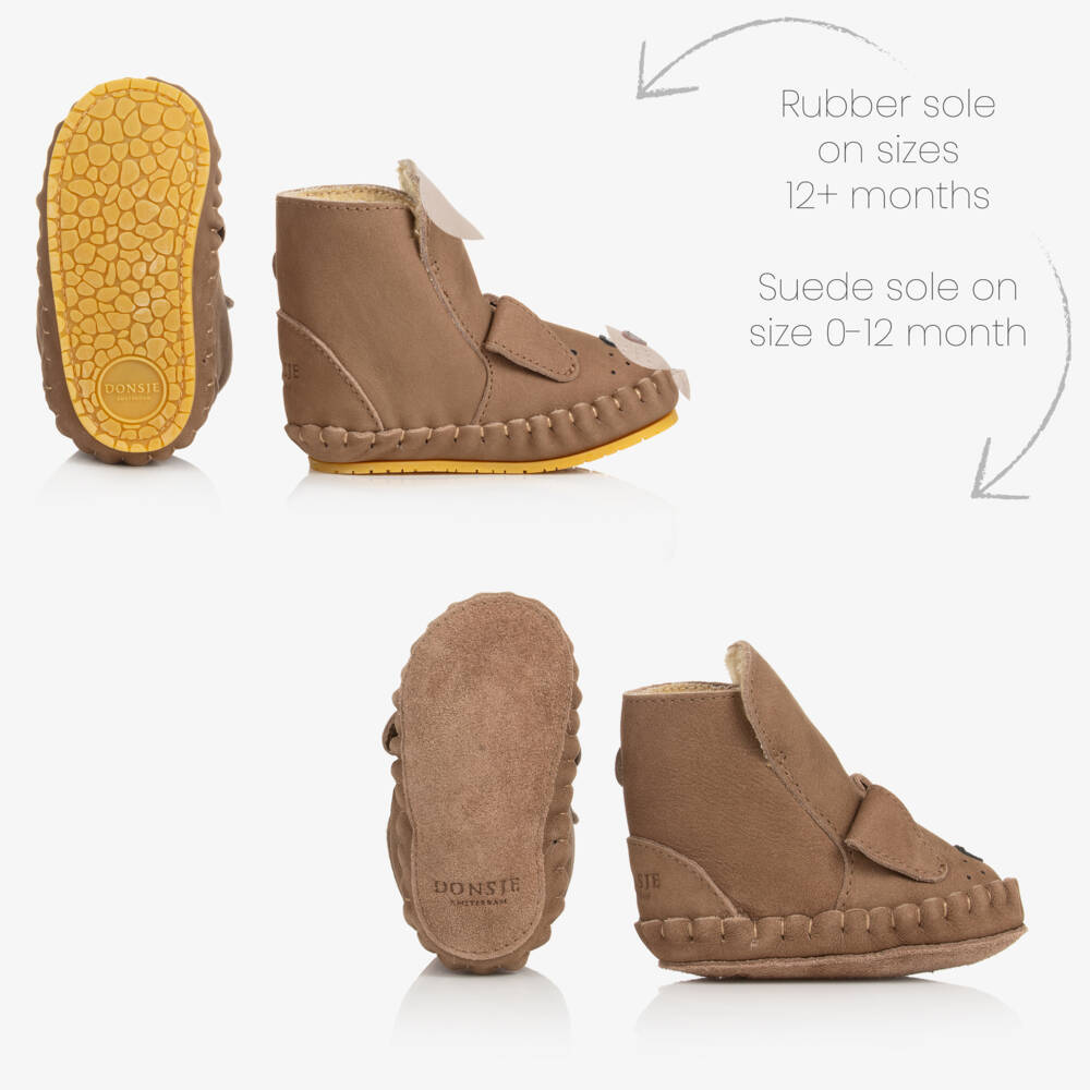 Donsje-Brown Suede Leather Pre-Walkers | Childrensalon Outlet