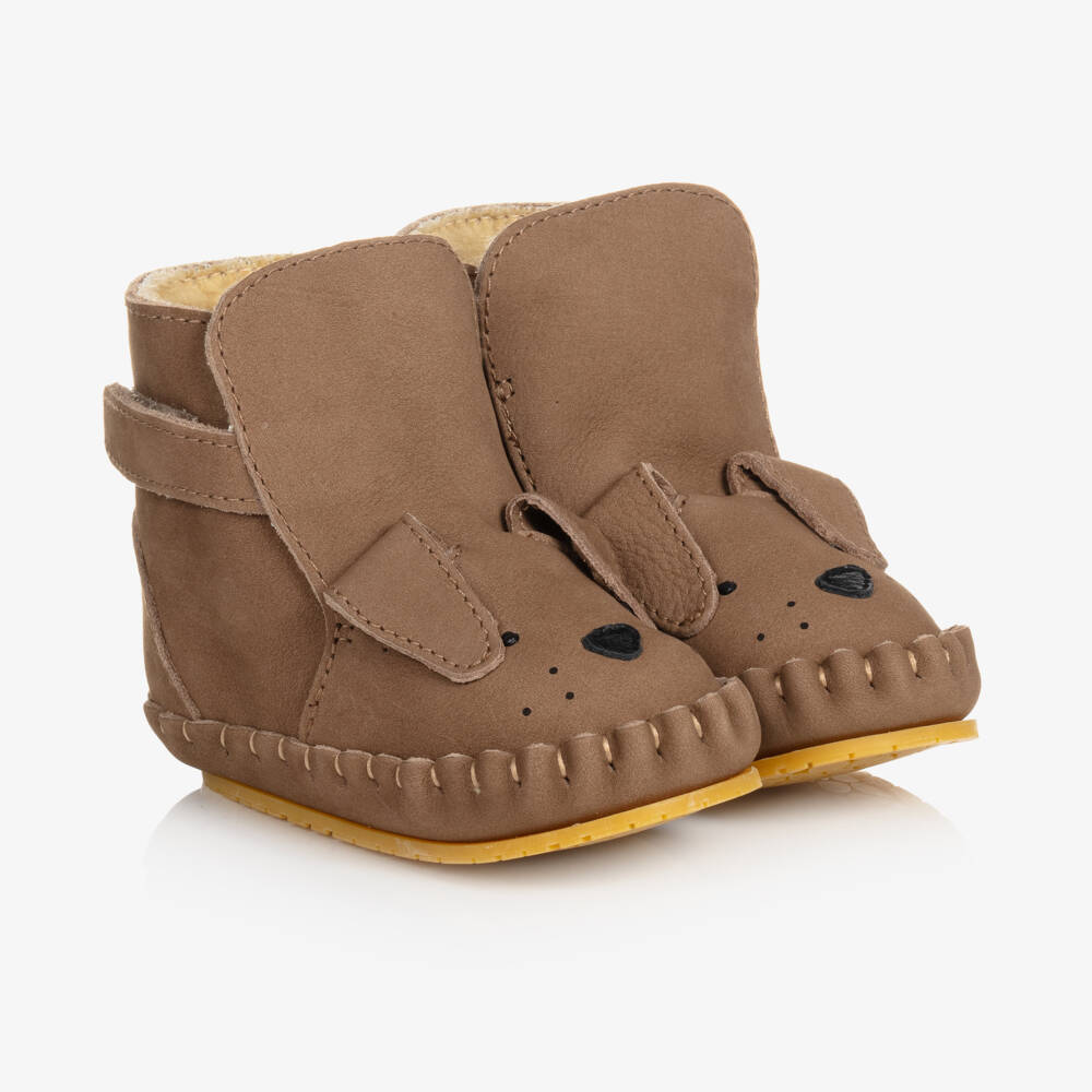 Donsje-Brown Suede Leather Pre-Walkers | Childrensalon Outlet