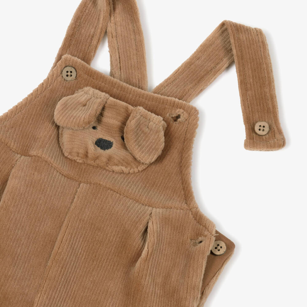 Mayoral Newborn-Brown Velour Corduroy Dungarees | Childrensalon Outlet