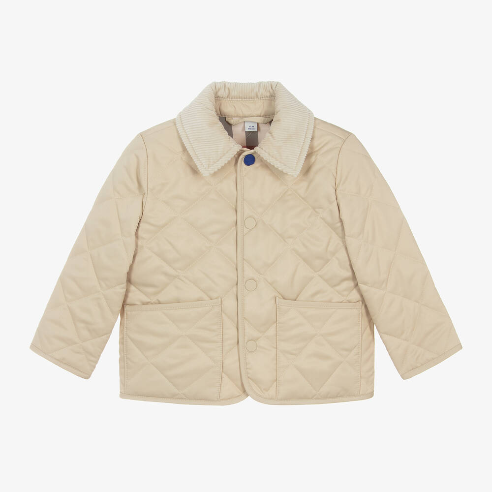 Burberry-Baby Beige Quilted Jacket | Childrensalon Outlet
