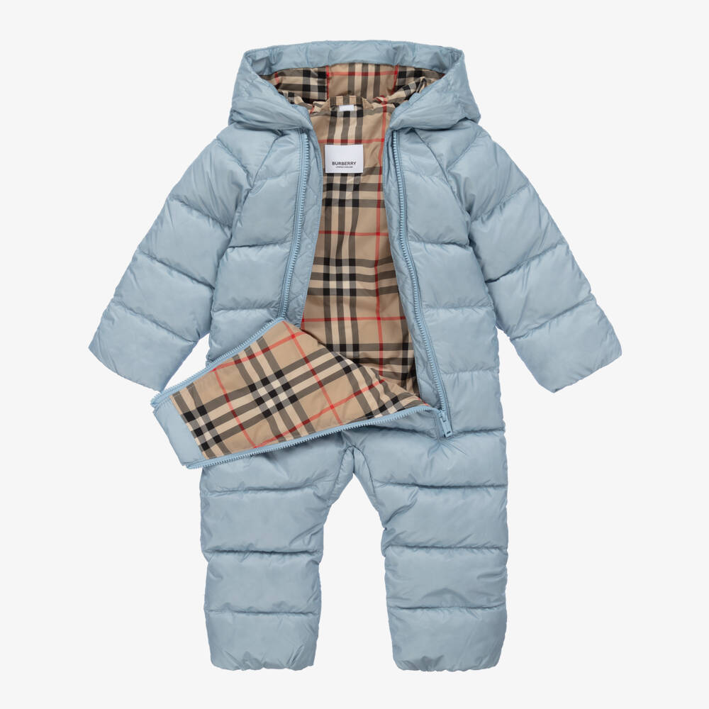 Burberry-Baby Boy Cerulean Plaid Snowsuit | Childrensalon Outlet
