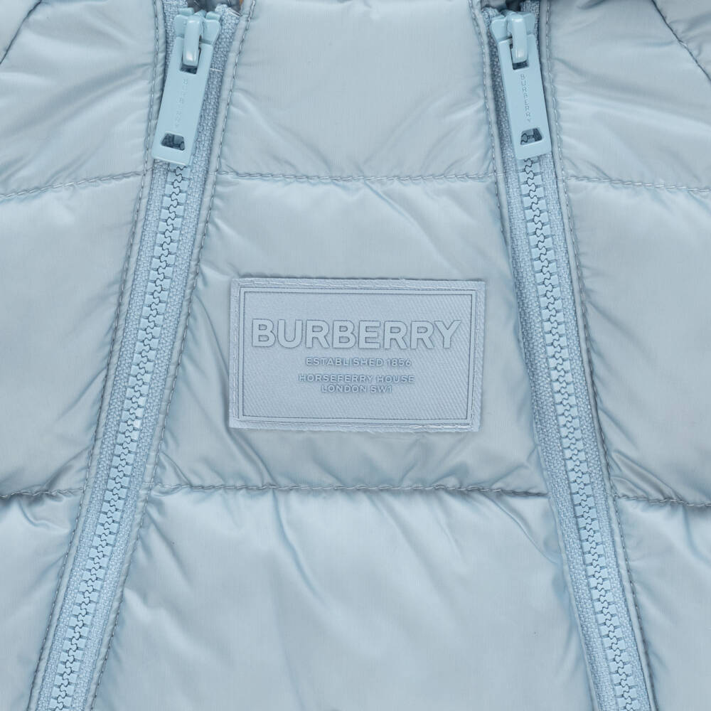 Burberry-Baby Boy Cerulean Plaid Snowsuit | Childrensalon Outlet