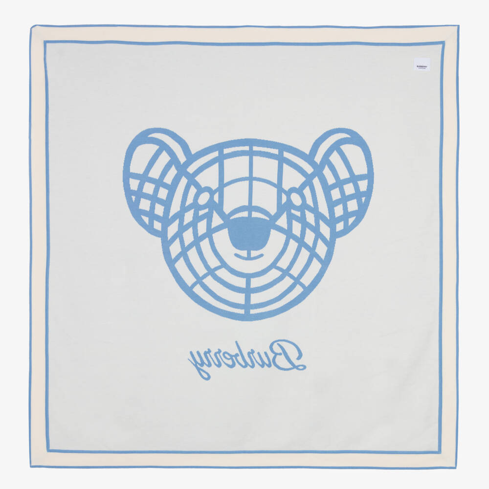 Burberry-Baby Boy Cozy Blue Knit Blanket | Childrensalon Outlet