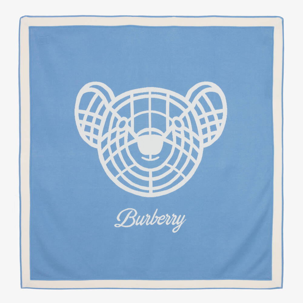 Burberry-Baby Boy Cozy Blue Knit Blanket | Childrensalon Outlet