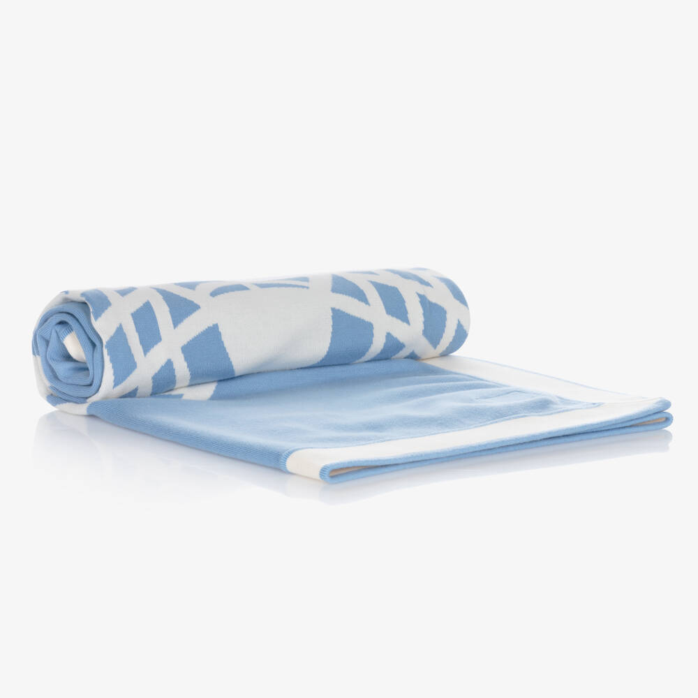 Burberry-Baby Boy Cozy Blue Knit Blanket | Childrensalon Outlet