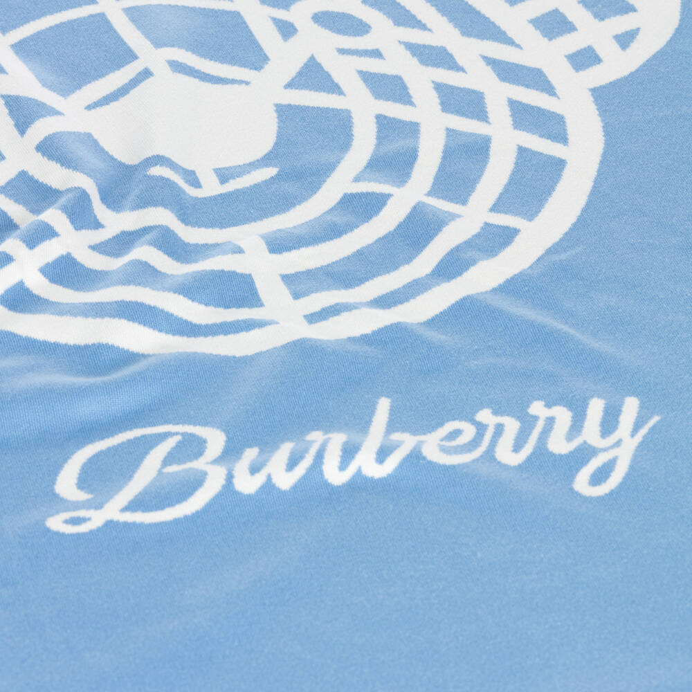 Burberry-Baby Boy Cozy Blue Knit Blanket | Childrensalon Outlet