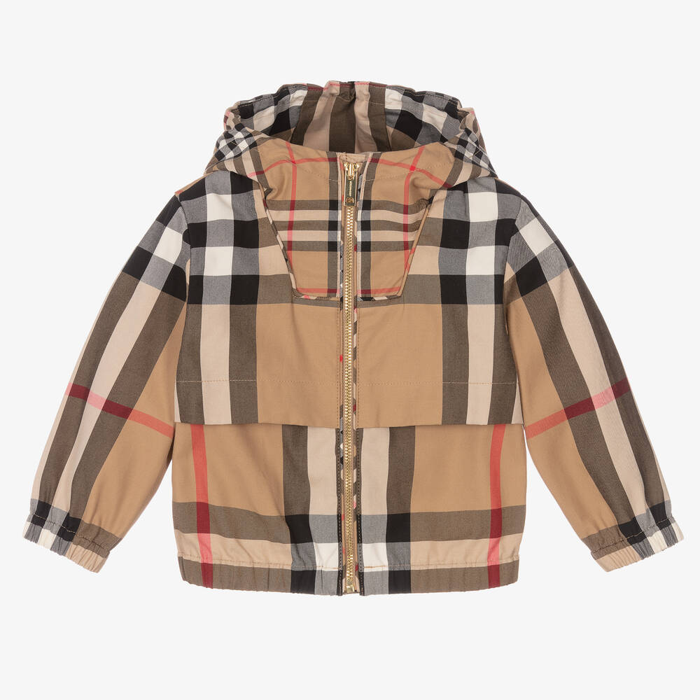 Burberry-Baby Boys Beige Check Jacket | Childrensalon Outlet