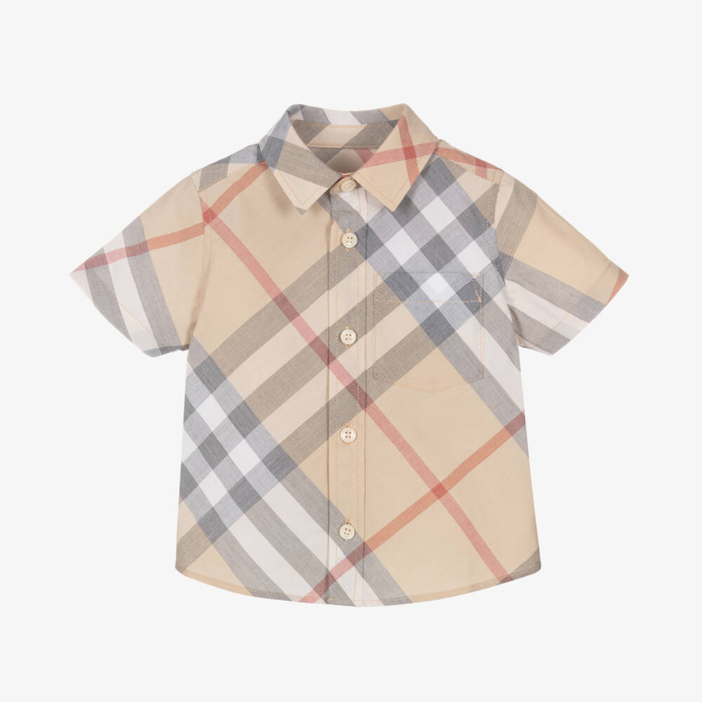 Burberry-Baby Boys Beige Check Owen Shirt | Childrensalon Outlet