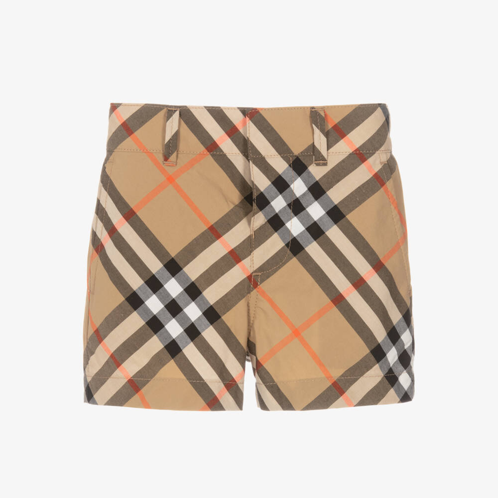 Burberry-Baby Boys Beige Check Shorts | Childrensalon Outlet