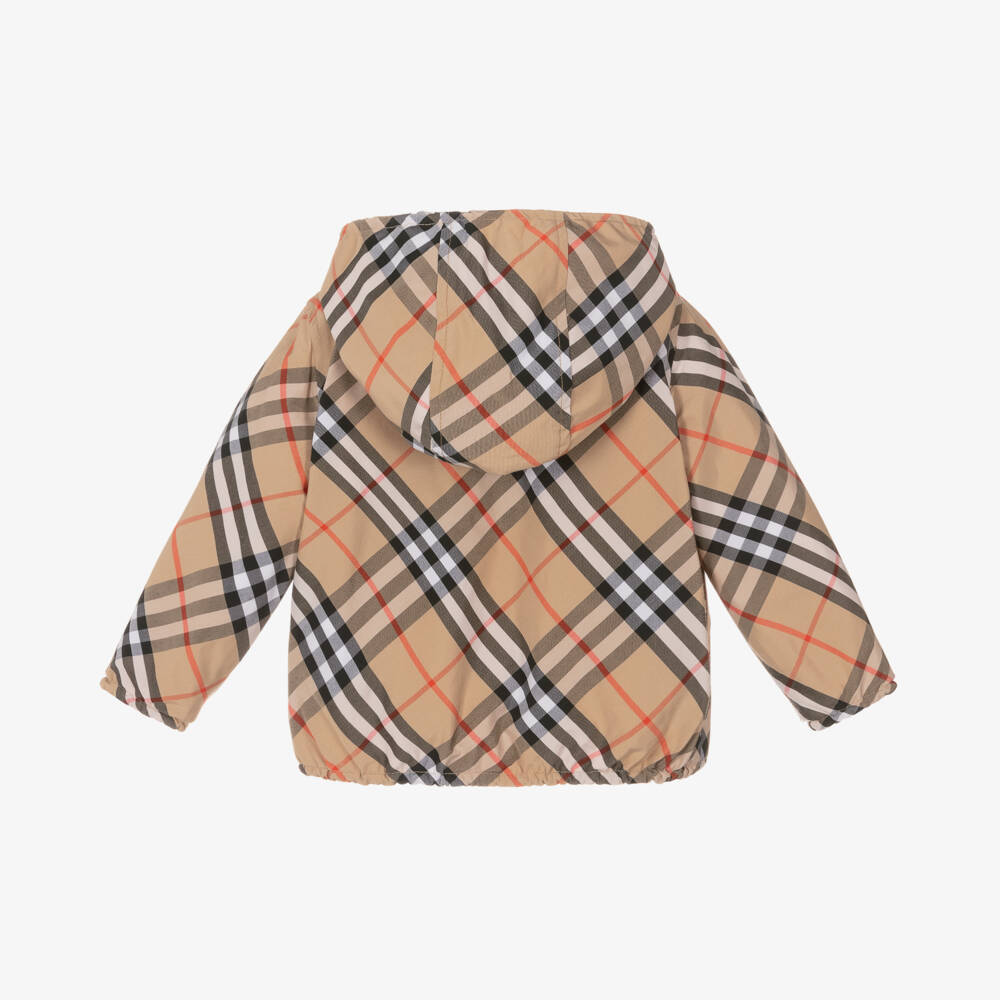 Burberry-Baby Boys Beige Reversible Check Jacket | Childrensalon Outlet