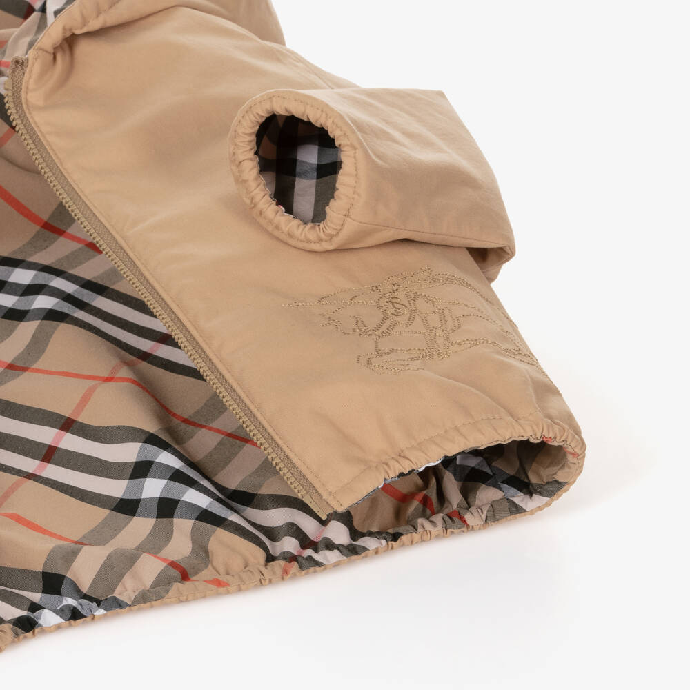 Burberry-Baby Boys Beige Reversible Check Jacket | Childrensalon Outlet