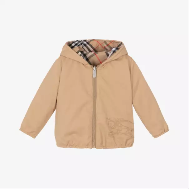 Burberry-Baby Boys Beige Reversible Check Jacket | Childrensalon Outlet