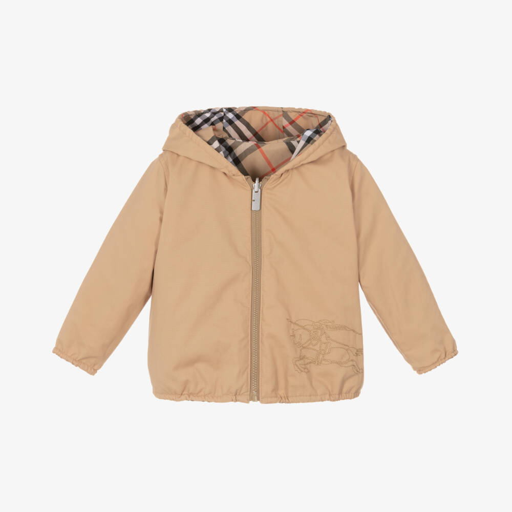 Burberry-Baby Boys Beige Reversible Check Jacket | Childrensalon Outlet